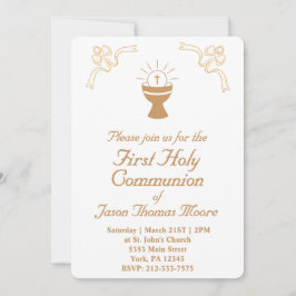 Gold Chalice First Holy Communion Invitation Einladung