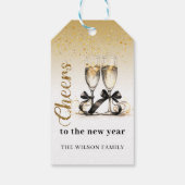 Gold Champage Chef Neujahr Familienurlaub Geschenkanhänger (Rückseite)