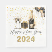 Gold Champage Silvester Party Paper Napkin Serviette (Vorderseite)