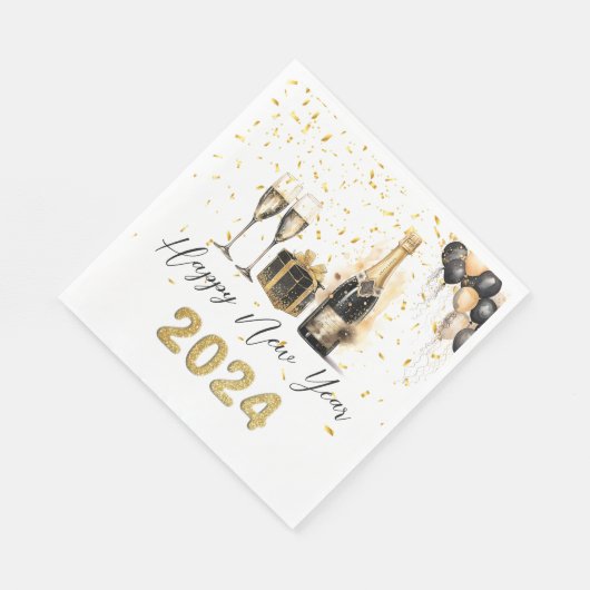 Gold Champage Silvester Party Paper Napkin Serviette (Ecke)
