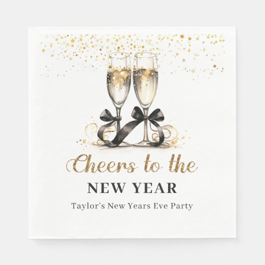 Gold Champage Silvester Party Paper Napkin Serviette (Vorderseite)