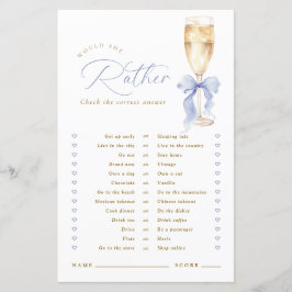 Gold Champagne Blue Bow Would She Rather Game