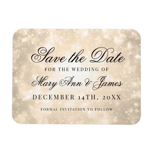 Gold Champagne Bokeh Elegant Save the Date Magnet (Horizontal)