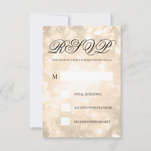 Gold Champagne Bokeh Elegant Wedding UAWG RSVP Karte (Vorderseite)