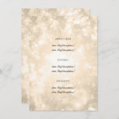Gold Champagne Bokeh Elegantes Hochzeitsmenü Menükarte (Vorne/Hinten)