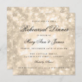 Gold Champagne Bokeh Elegantes Probe Dinner Einladung (Vorne/Hinten)