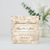 Gold Champagne Bokeh Elegantes Probe Dinner Einladung (Stehend Vorderseite)