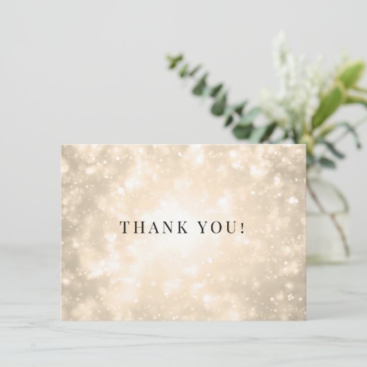 Gold Champagne Bokeh Hochzeit Danke (Stehend Vorderseite)