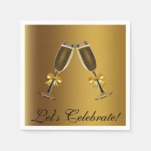 Gold Champagne Brillen Celebration Paper Napkins