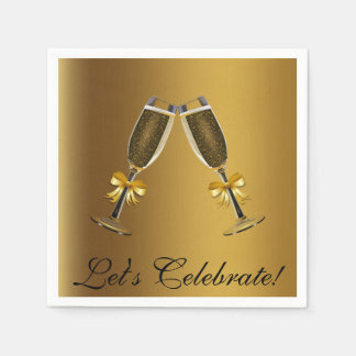 Gold Champagne Brillen Celebration Paper Napkins Serviette