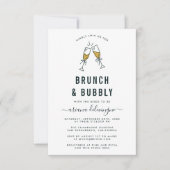 Gold Champagne | Brunch & Bubbly Brautparty Ankündigung (Vorderseite)