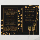 Gold Champagne Bubbles BlackGold Wedding Program (Vorderseite)
