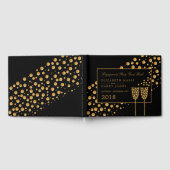 Gold Champagne Bubbles Engagement Party Gästebuch (Voll)