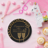 Gold Champagne Bubbles Engagement Party Pappteller (Party)