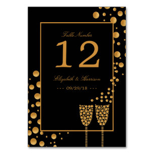 Gold Champagne Bubbles Engagement Party Table No. Tischnummer
