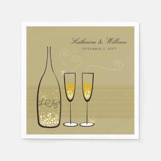 Gold Champagne Bubbles Moderne Eleganz Stilvolle H Serviette (Vorderseite)