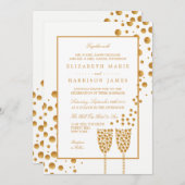 Gold Champagne Bubbles Wedding Einladung (Vorne/Hinten)