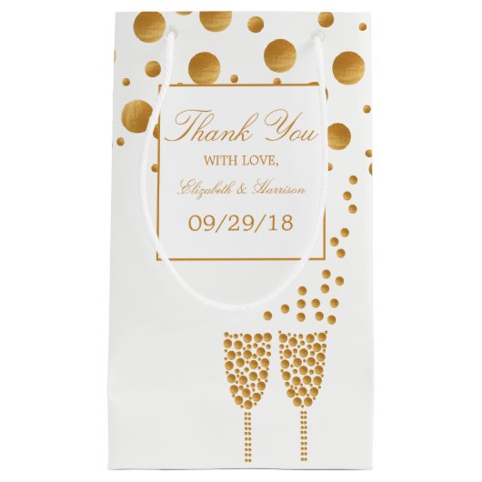 Gold Champagne Bubbles Wedding Kleine Geschenktüte (Vorderseite)