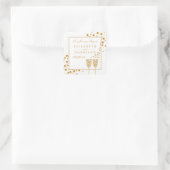 Gold Champagne Bubbles Wedding Quadratischer Aufkleber (Tasche)