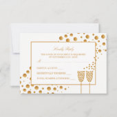 Gold Champagne Bubbles Wedding RSVP Karte (Vorderseite)