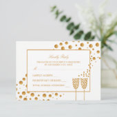 Gold Champagne Bubbles Wedding RSVP Karte (Stehend Vorderseite)