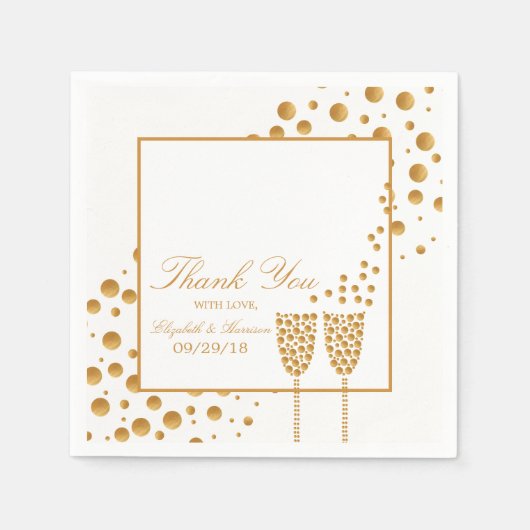 Gold Champagne Bubbles Wedding Serviette (Vorderseite)