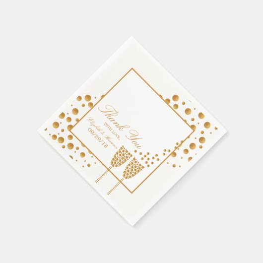 Gold Champagne Bubbles Wedding Serviette (Ecke)