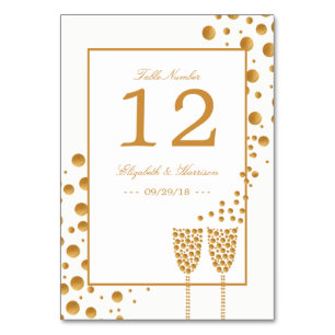 Gold Champagne Bubbles Wedding Tischnummer