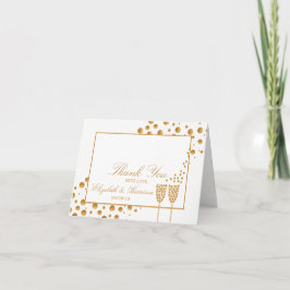 Gold Champagne Bubbles Wedding Vielen Dank Dankeskarte