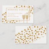 Gold Champagne Bubbles Wedding Website Begleitkarte (Vorne/Hinten)