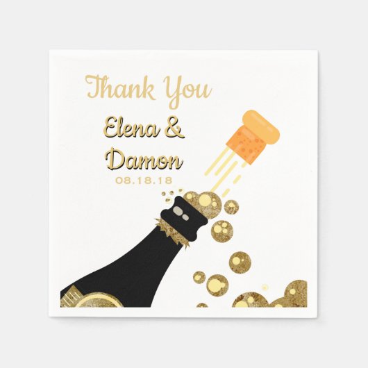 Gold Champagne Bubbles WedPaper Serviette (Vorderseite)