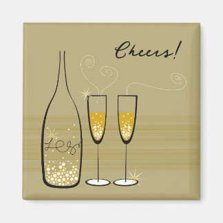 Gold Champagne Bubbly Cheers Celebration Stilvoll Magnet