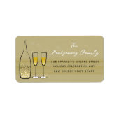 Gold Champagne Bubbly Cheers Elegant Chic Address Adressaufkleber (Vorne)