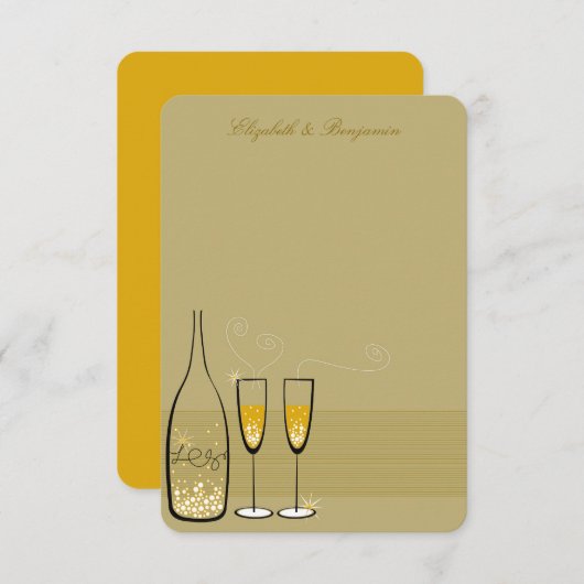 Gold Champagne Bubbly Chic Wedding Dankeschön Card Mitteilungskarte (Vorne/Hinten)
