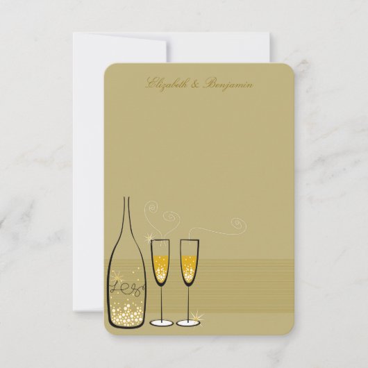 Gold Champagne Bubbly Chic Wedding Dankeschön Card Mitteilungskarte (Vorderseite)