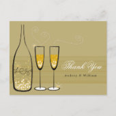 Gold Champagne Bubbly Elegant Wedding Vielen Dank Postkarte (Vorderseite)