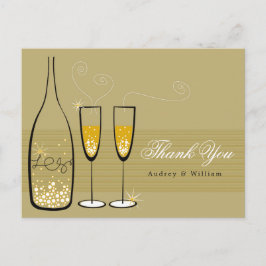 Gold Champagne Bubbly Elegant Wedding Vielen Dank Postkarte
