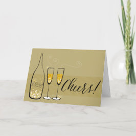 Gold Champagne Cheers Bubbly Stylish Chic New Year Feiertagskarte