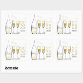 Gold Champagne Cheers Bubbly Stylish Chic New Year Quadratischer Aufkleber (Blatt)