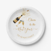 Gold Champagne Cheers New Year Pappteller (Vorderseite)
