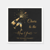 Gold Champagne Cheers New Year Serviette (Vorderseite)