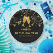 Gold Champagne Cheers Silvester Party Pappteller (Party)