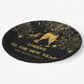 Gold Champagne Cheers Silvester Party Pappteller (Schrägansicht)