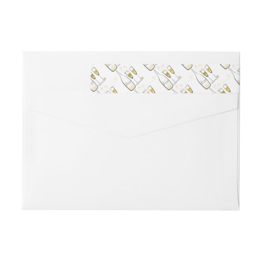 Gold Champagne Cheers Stilvolle New Year Address (Rückseite)