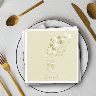 Gold Champagne Cheers Verlobung Wedding Party Serviette