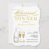 Gold Champagne Chic Hochzeit Probe Dinner Party Einladung (Vorderseite)