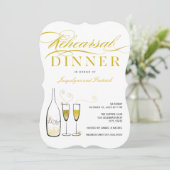 Gold Champagne Chic Hochzeit Probe Dinner Party Einladung (Stehend Vorderseite)