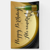 Gold Champagne Custom Birthday Party Banner (Vertikal)