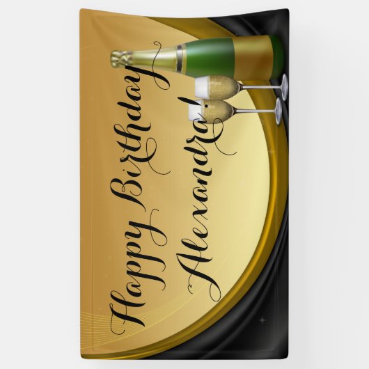 Gold Champagne Custom Birthday Party Banner (Vertikal)