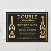 Gold Champagne Elegante Double Birthday Party Einladung (Vorderseite)